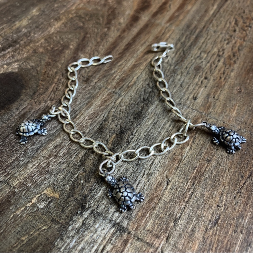 Sterling Silver Charm Bracelet - Turtles